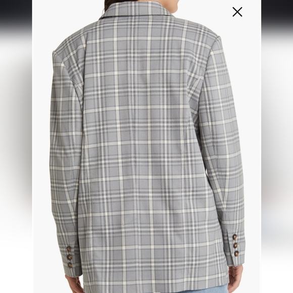 Treasure & Bond Women's Oversized Gray Plaid Blazer - Picture 2 of 11